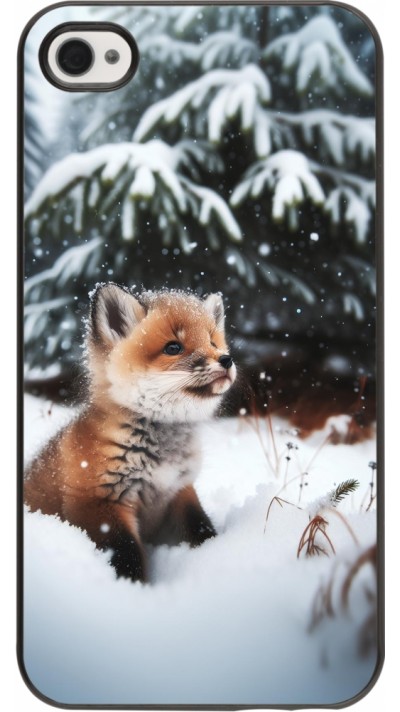 Coque iPhone 4/4s - Noël 2023 Renardeau sapin