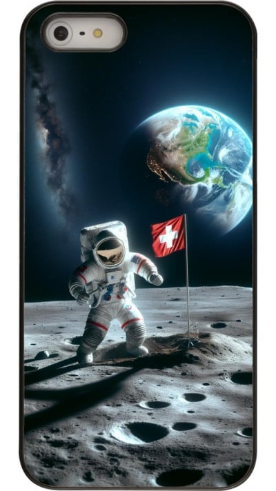 Coque iPhone 5/5s / SE (2016) - Astro Suisse sur lune