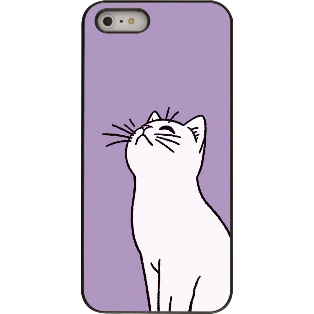 Coque iPhone 5/5s / SE (2016) - Chat sur fond violet