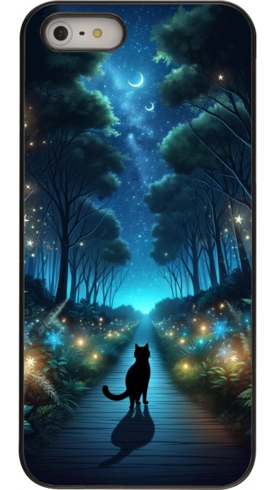 Coque iPhone 5/5s / SE (2016) - Chat noir promenade