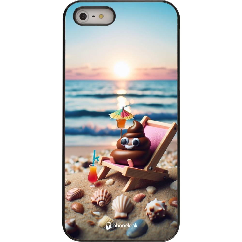 iPhone 5/5s / SE (2016) Case Hülle - Kackhaufen Emoji auf Liegestuhl