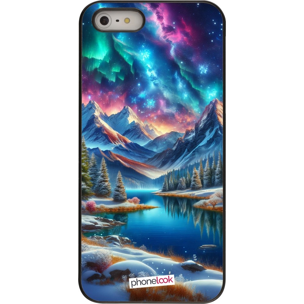 iPhone 5/5s / SE (2016) Case Hülle - Fantasiebergsee Himmel Sterne