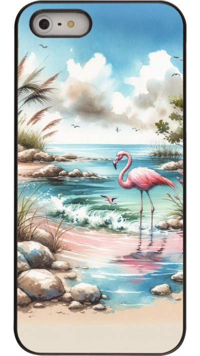 iPhone 5/5s / SE (2016) Case Hülle - Flamingo Aquarell