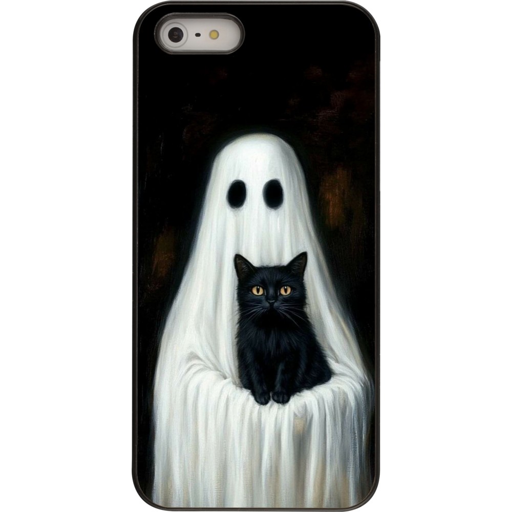 iPhone 5/5s / SE (2016) Case Hülle - Halloween 2025 Ghost with black cat