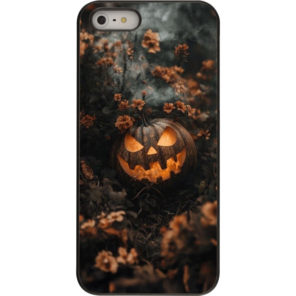 iPhone 5/5s / SE (2016) Case Hülle - Halloween 2025 Pumpkin with flowers
