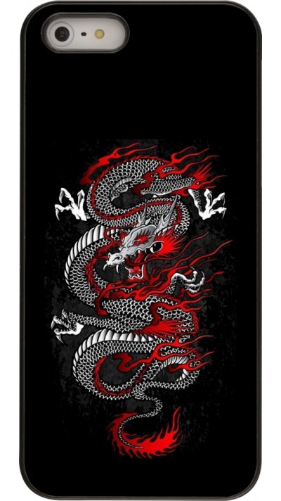 iPhone 5/5s / SE (2016) Case Hülle - Japanese style Dragon Tattoo Red Black