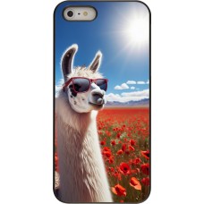iPhone 5/5s / SE (2016) Case Hülle - Lama Chic in Mohnblume