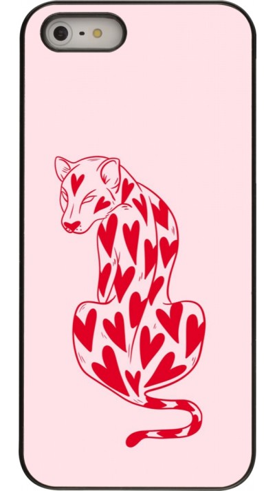 Coque iPhone 5/5s / SE (2016) - Leopard with hearts 2026