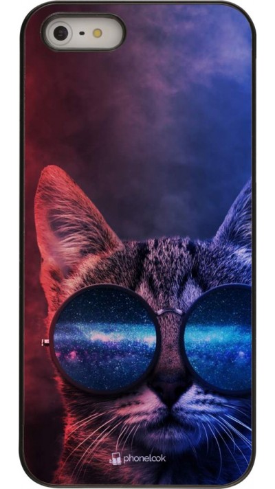Coque iPhone 5/5s / SE (2016) - Red Blue Cat Glasses