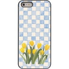 Coque iPhone 5/5s / SE (2016) - Blue vichy tulips 2026