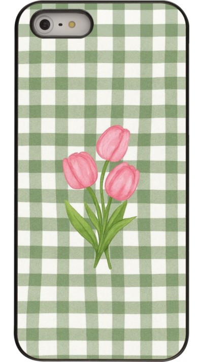Coque iPhone 5/5s / SE (2016) - Green vichy tulips 2026