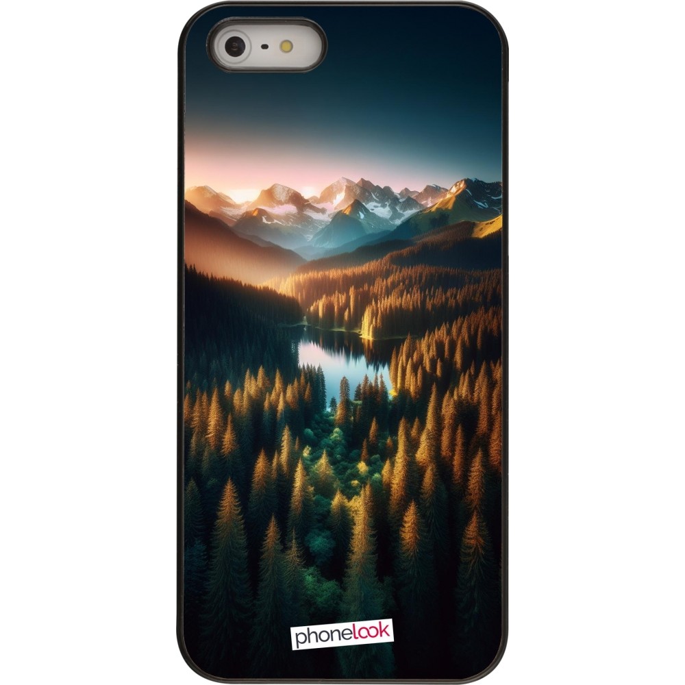 iPhone 5/5s / SE (2016) Case Hülle - Sonnenuntergang Waldsee