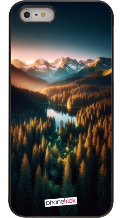 iPhone 5/5s / SE (2016) Case Hülle - Sonnenuntergang Waldsee