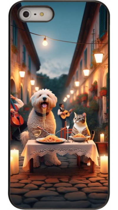 Coque iPhone 5/5s / SE (2016) - Valentine 2024 Dog & Cat Candlelight