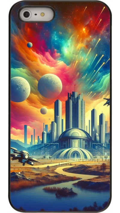 iPhone 5/5s / SE (2016) Case Hülle - Futuristische Stadt ausserhalb der Kuppel