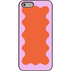 Coque iPhone 5/5s / SE (2016) - Wavy Rectangle Orange Pink