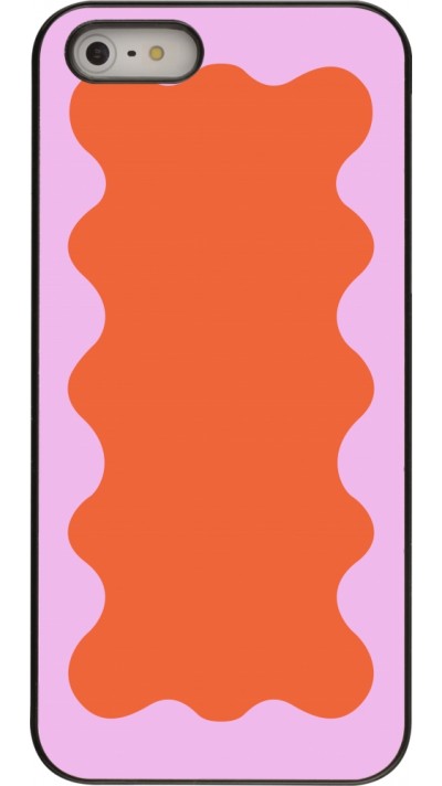 Coque iPhone 5/5s / SE (2016) - Wavy Rectangle Orange Pink