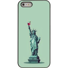 Coque iPhone 5/5s / SE (2016) - Wine Statue de la liberté avec un verre de vin