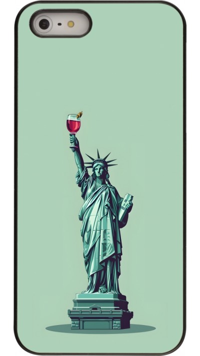 Coque iPhone 5/5s / SE (2016) - Wine Statue de la liberté avec un verre de vin