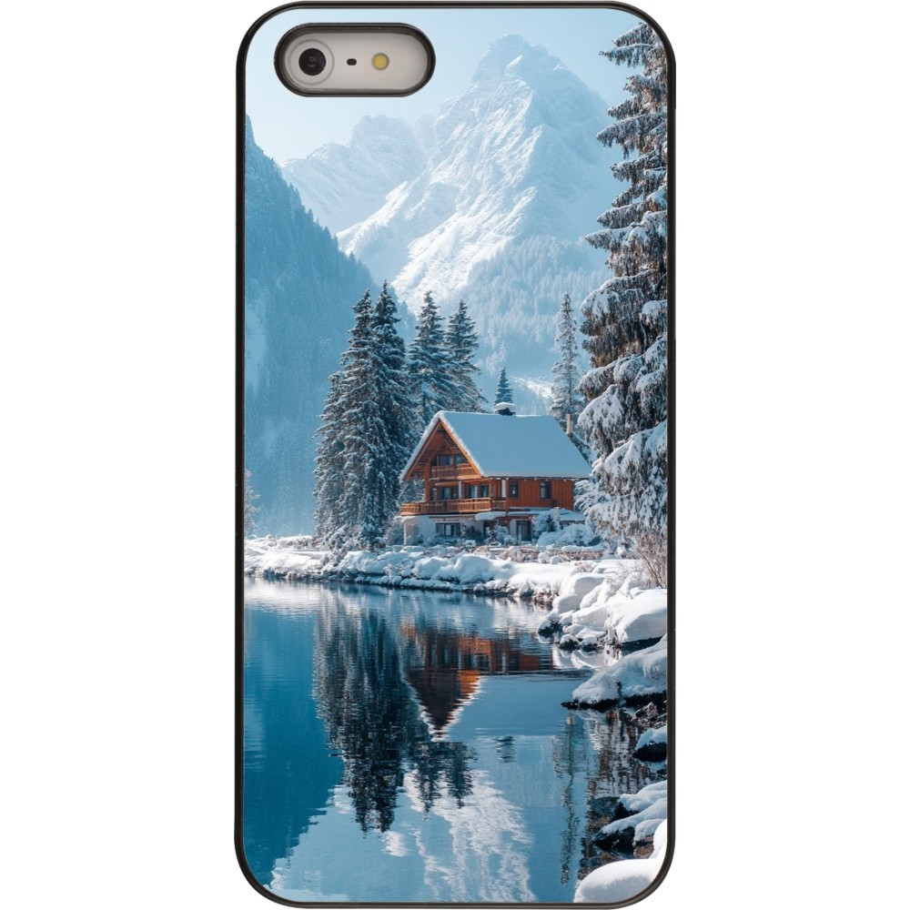 Coque iPhone 5/5s / SE (2016) - Winter 25 Winter house forest day