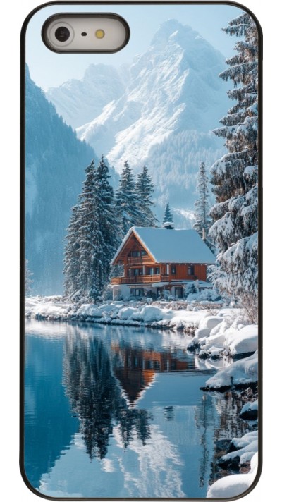 Coque iPhone 5/5s / SE (2016) - Winter 25 Winter house forest day