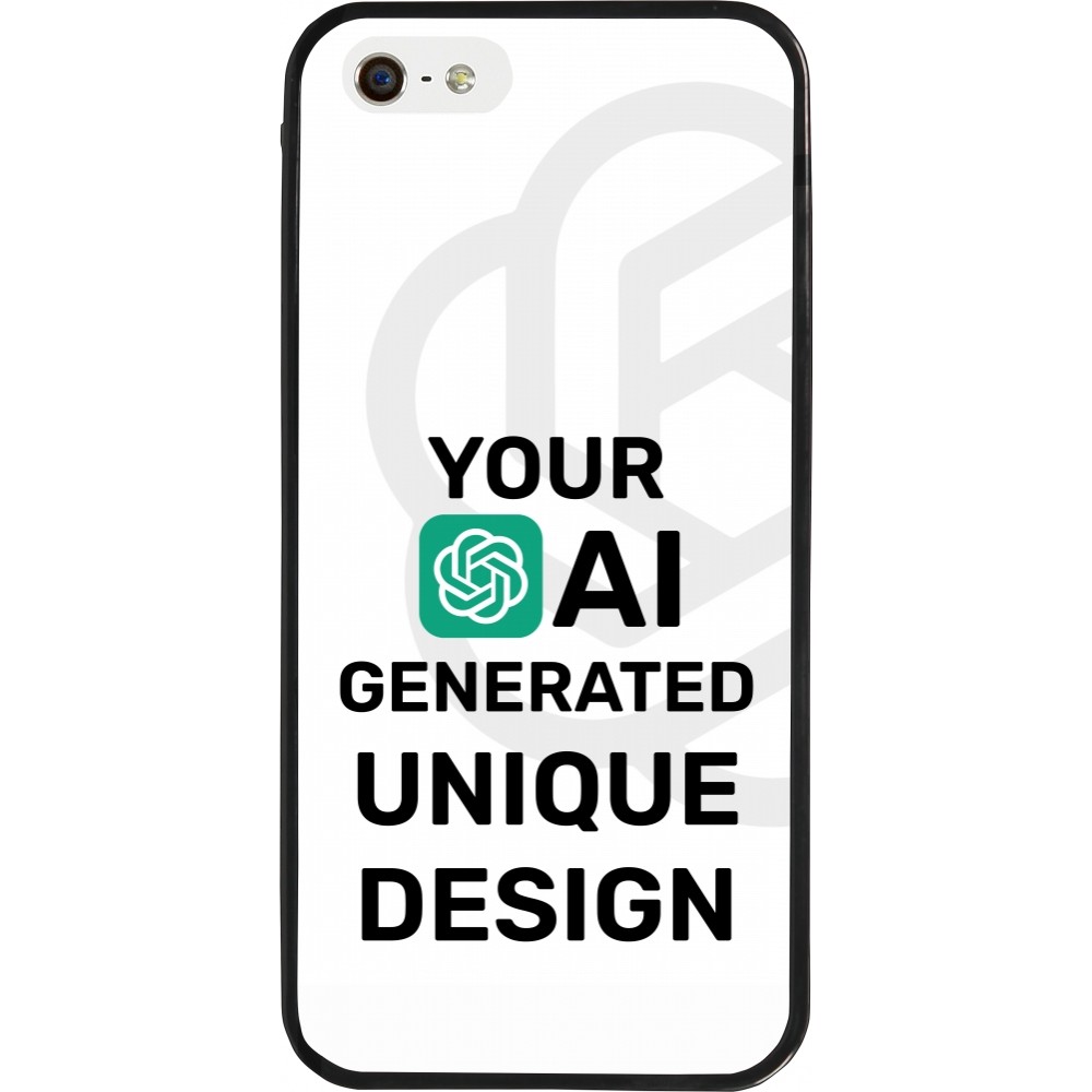 Coque iPhone 5/5s / SE (2016) - Silicone rigide noir Unique au monde générée par intelligence artificielle (AI) avec vos idées