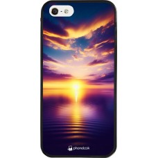 iPhone 5/5s / SE (2016) Case Hülle - Silikon schwarz Sonnenuntergang gelb violett