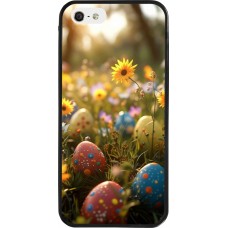 Coque iPhone 5/5s / SE (2016) - Silicone rigide noir Easter 2026 Decorated eggs