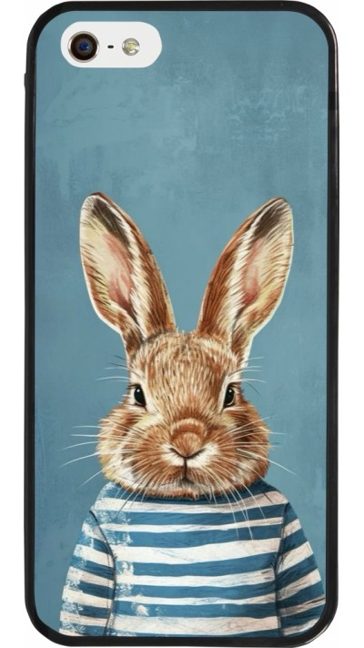 Coque iPhone 5/5s / SE (2016) - Silicone rigide noir Easter 2026 Rabbit navy