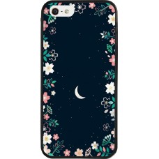 Coque iPhone 5/5s / SE (2016) - Silicone rigide noir Flowers space