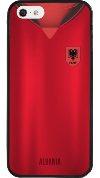 Coque iPhone 5/5s / SE (2016) - Silicone rigide noir Maillot de football Albanie personnalisable