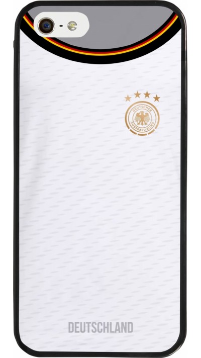 Coque iPhone 5/5s / SE (2016) - Silicone rigide noir Maillot de football Allemagne 2022 personnalisable
