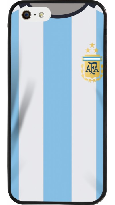 Coque iPhone 5/5s / SE (2016) - Silicone rigide noir Maillot de football Argentine 2022 personnalisable