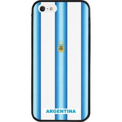 Coque iPhone 5/5s / SE (2016) - Silicone rigide noir Maillot de football Argentine 2026 personnalisable