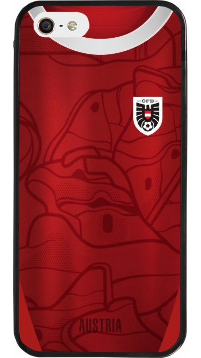 Coque iPhone 5/5s / SE (2016) - Silicone rigide noir Maillot de football Autriche personnalisable
