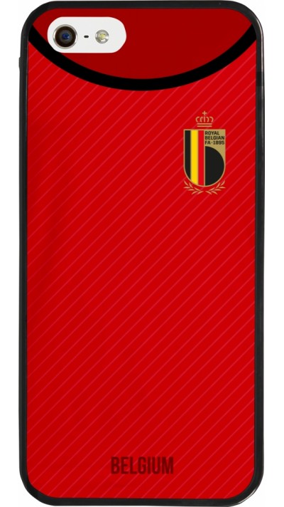 Coque iPhone 5/5s / SE (2016) - Silicone rigide noir Maillot de football Belgique 2022 personnalisable
