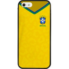 Coque iPhone 5/5s / SE (2016) - Silicone rigide noir Maillot de football Brésil 2022 personnalisable