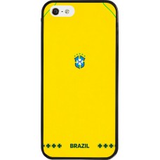 Coque iPhone 5/5s / SE (2016) - Silicone rigide noir Maillot de football Bresil 2026 personnalisable