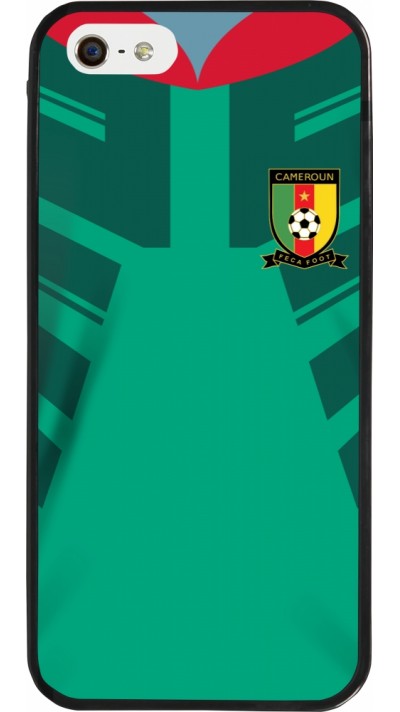 Coque iPhone 5/5s / SE (2016) - Silicone rigide noir Maillot de football Cameroun 2022 personnalisable