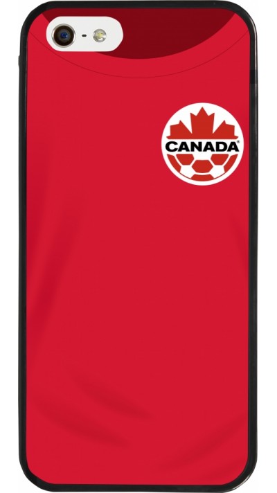 Coque iPhone 5/5s / SE (2016) - Silicone rigide noir Maillot de football Canada 2022 personnalisable