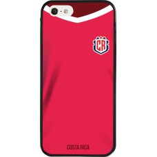 Coque iPhone 5/5s / SE (2016) - Silicone rigide noir Maillot de football Costa Rica 2022 personnalisable
