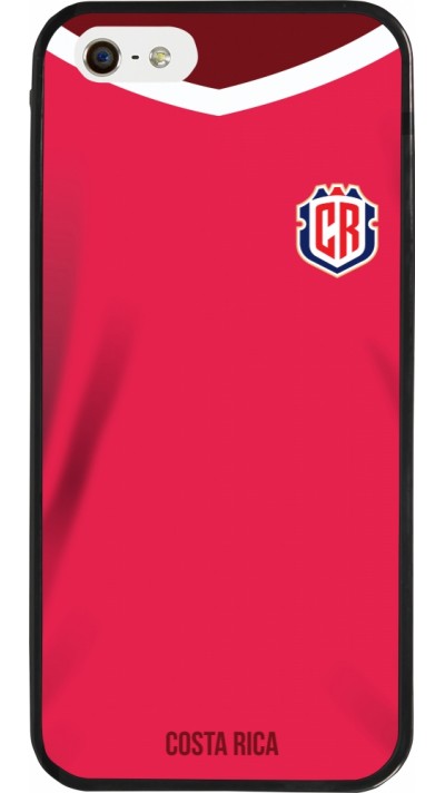 Coque iPhone 5/5s / SE (2016) - Silicone rigide noir Maillot de football Costa Rica 2022 personnalisable