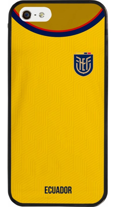 Coque iPhone 5/5s / SE (2016) - Silicone rigide noir Maillot de football Equateur 2022