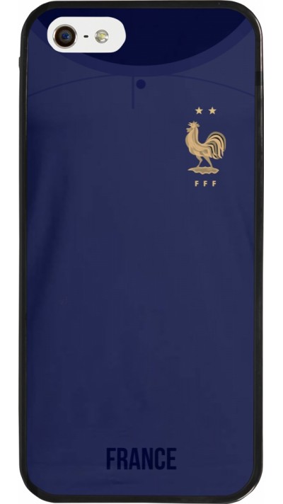 Coque iPhone 5/5s / SE (2016) - Silicone rigide noir Maillot de football France 2022 personnalisable