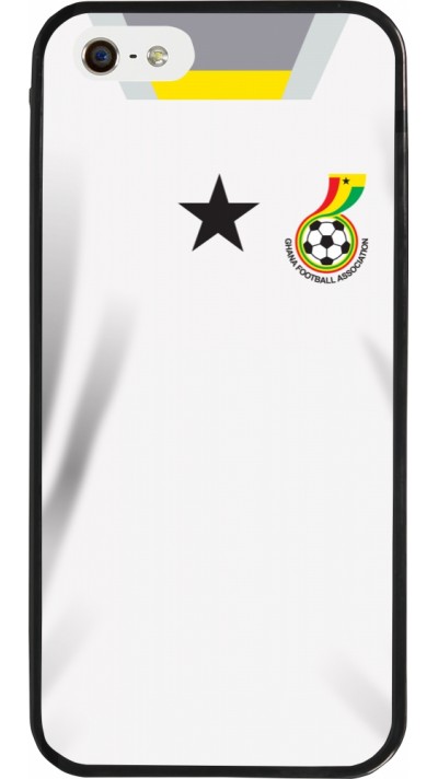 Coque iPhone 5/5s / SE (2016) - Silicone rigide noir Maillot de football Ghana 2022 personnalisable
