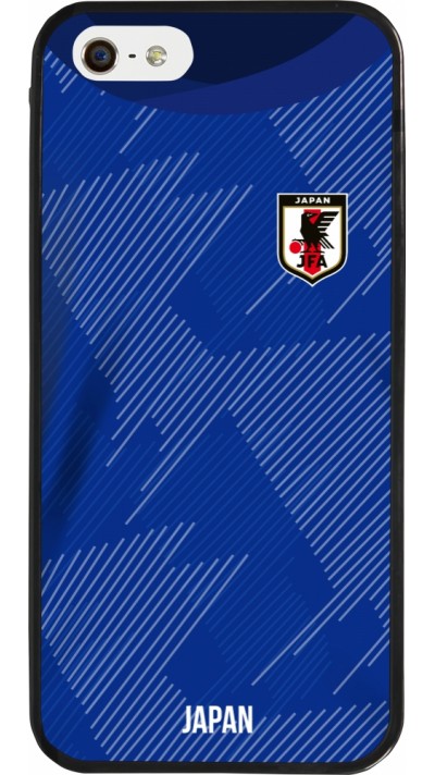 Coque iPhone 5/5s / SE (2016) - Silicone rigide noir Maillot de football Japon 2022 personnalisable