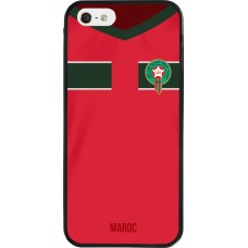 Coque iPhone 5/5s / SE (2016) - Silicone rigide noir Maillot de football Maroc 2022 personnalisable