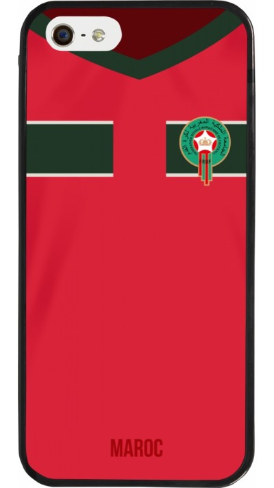 Coque iPhone 5/5s / SE (2016) - Silicone rigide noir Maillot de football Maroc 2022 personnalisable