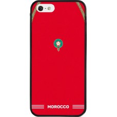 Coque iPhone 5/5s / SE (2016) - Silicone rigide noir Maillot de football Maroc 2026 personnalisable