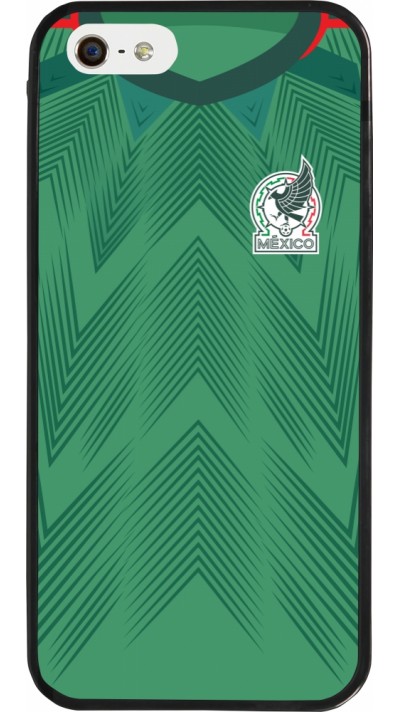 Coque iPhone 5/5s / SE (2016) - Silicone rigide noir Maillot de football Mexique 2022 personnalisable